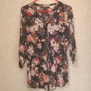 Siren Lily Maternity Sheer Floral Top